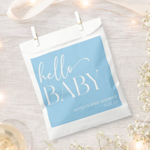 Blue Minimalist Hello Baby Baby Shower Favour Bag