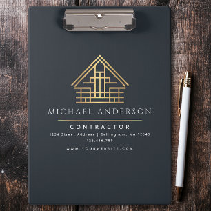 Blue Minimalist Home Building Contractor Clipboard