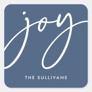 Blue Minimalist Joy Holiday Sticker