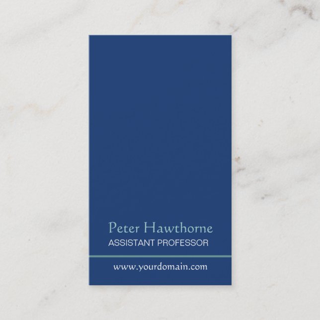 Blue Minimalist Minimal Plain Professional Design Business Card (Front)