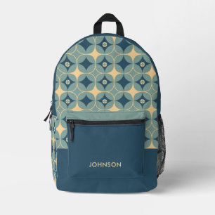 Blue Minimalist Modern Geometric Pattern Printed Backpack