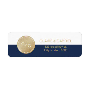 Blue minimalist modern monogram return address return address label