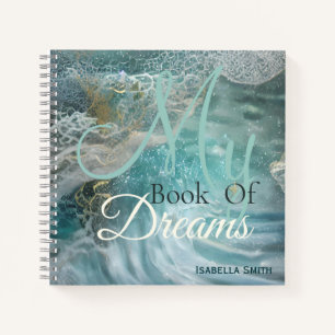 Blue Minimalist Modern Personalized Dreams Notebook
