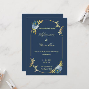 Blue minimalist Muslim wedding invitation Editable