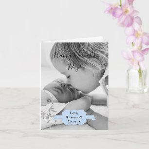 Blue Minimalist Photo Mother's Day Card