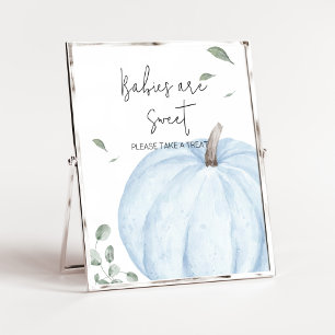 Blue Minimalist Pumpkin Babies are Sweet Poster