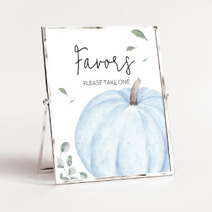 Blue Minimalist Pumpkin Baby Shower Favours Poster