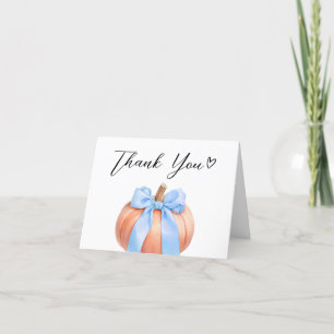Blue Minimalist Pumpkin Baby Shower Thank You Card