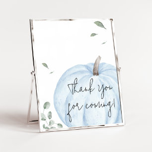 Blue Minimalist Pumpkin Thank you for Coming Poster
