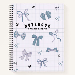 Blue Minimalist Ribbon Personalised Notebook