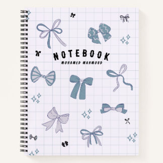 Blue Minimalist Ribbon Personalised Notebook