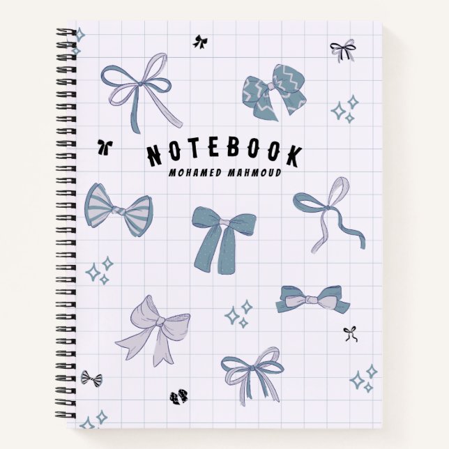 Blue Minimalist Ribbon Personalised Notebook (Front)
