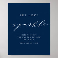 Blue Minimalist Script Let Love Sparkle Wedding