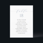 Blue Minimalist Script Seating Plan Table Number<br><div class="desc">Add a touch of charm to your event with our customisable table seating cards, designed with delightful whimsical script. Perfect for weddings, parties, or any special gathering, these cards will help guide your guests to their seats in style. Customise each dusty blue table seating card with guest names and table...</div>