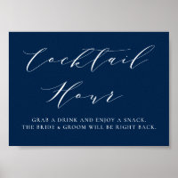 Blue Minimalist Script Wedding Cocktail Hour