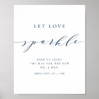Blue Minimalist Script Wedding Let Love Sparkle