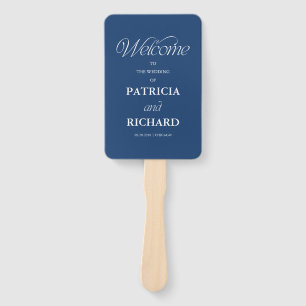 Blue Minimalist Wedding Ceremony Order of Service  Hand Fan