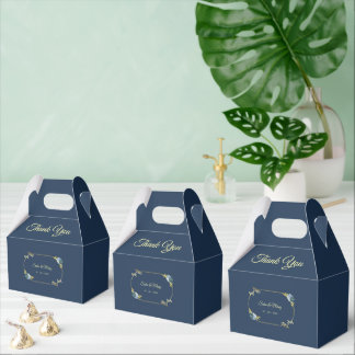 Blue Minimalist Wedding Favor Boxes Editable