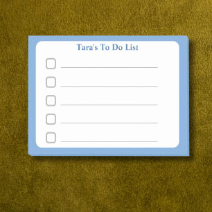 Blue Minimalistic Custom Name To Do List Sticky Post-it Notes