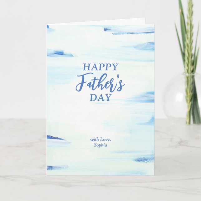 Blue & Mint | Abstract Art Happy Father's Day Card (Front)