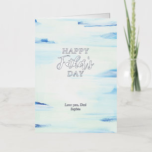 Blue & Mint   Abstract Art Happy Father's Day Foil Greeting Card