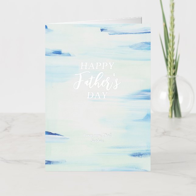 Blue & Mint | Abstract Art Happy Father's Day Foil Greeting Card (Front)
