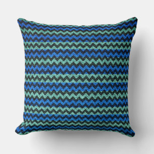Blue Mint Chevron Stripes Pattern Cushion