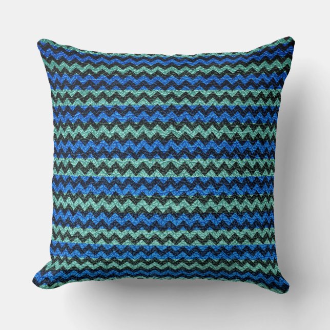 Blue Mint Chevron Stripes Pattern Cushion (Front)