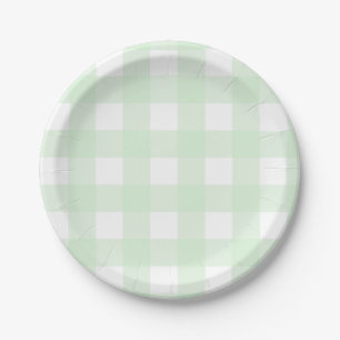 Blue Mint GIngham Baffalo Check Paper Plate