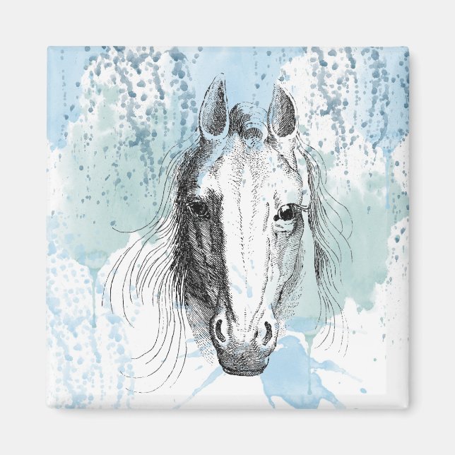 Blue Mint Horse Magnet (Front)