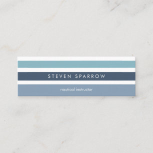 Blue mint nautical stripes modern simple elegant mini business card