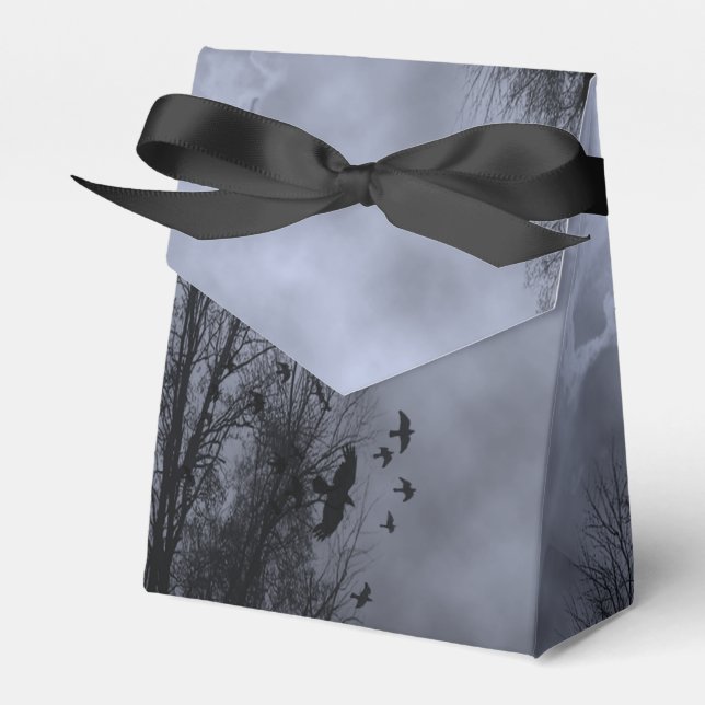 Blue Misty Sky with Goth Ravens Party Favour Box (Front Side)
