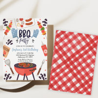 Blue Mitt Boys Bbq Birthday Invitation