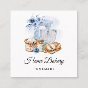 Blue Mixer Sourdough Bread Bakery Square Business Card