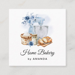 Blue Mixer Sourdough Loaf Thank you Square Business Card