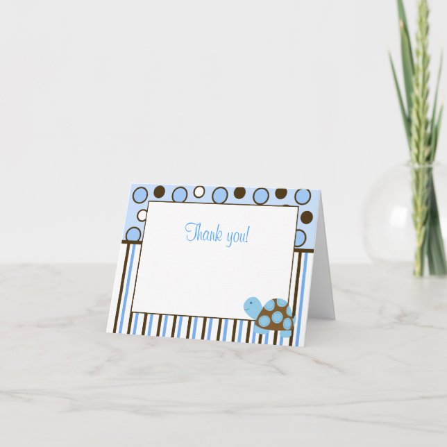 Blue Mod Turtle Trendy Blue dot Note Cards (Front)