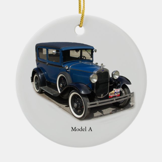 Blue Model A Ceramic Ornament (Front)