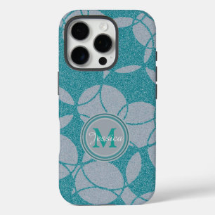 Blue Modern Abstract Circles Pattern Personalised iPhone 16 Pro Case