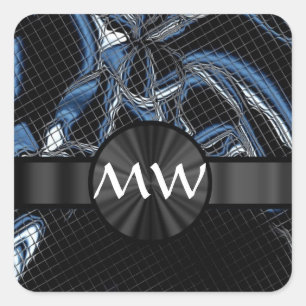Blue Modern abstract cyborg Square Sticker