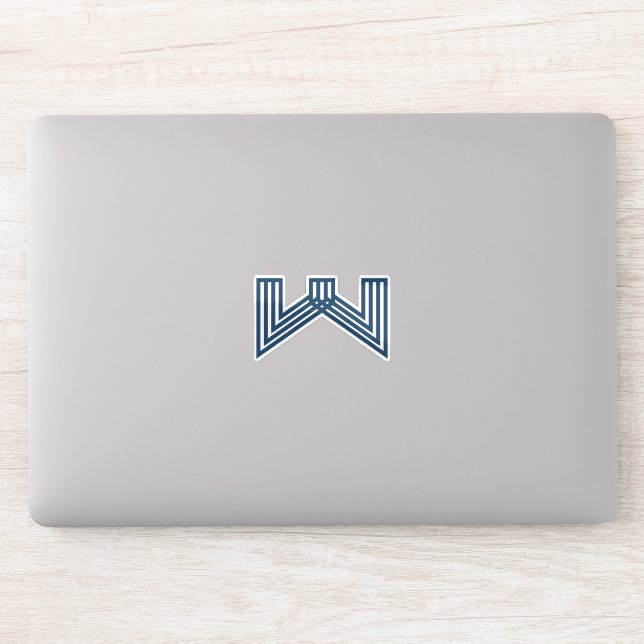 Blue Modern and Minimal Line Letter W Monogram (Computer)