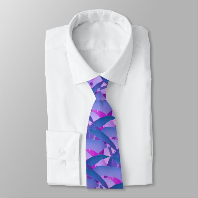 Blue Modern Art Graphic Print Tie (Tied)