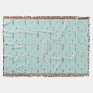 Blue Modern Artistic Swimmers Swimming Pool  Throw Blanket