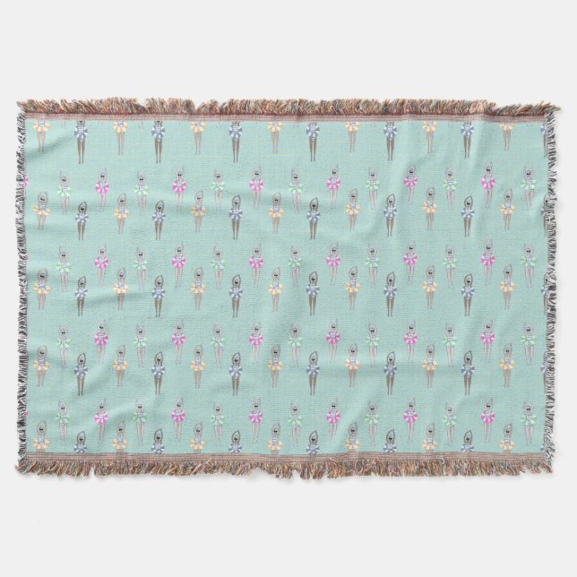 Blue Modern Artistic Swimmers Swimming Pool  Throw Blanket (Front)