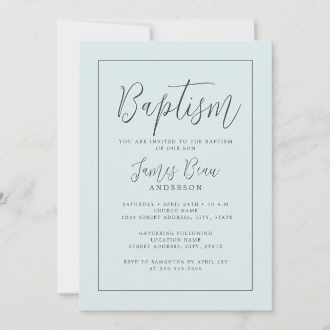 Blue Modern Baptism Invitation (Front)