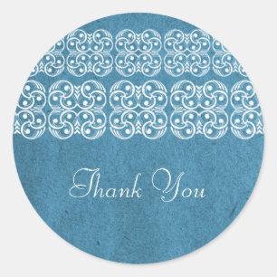 Blue Modern Bohemian Thank You Stickers