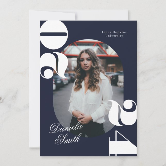 Blue Modern Bold Class of 2024 Graduation Invitation (Front)