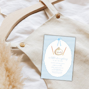 Blue Modern Boy Bow Asian Dumpling Baby Shower  Invitation