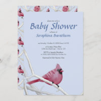 Blue Modern Christmas Cardinal Bird Baby Shower