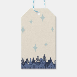 Blue Modern Christmas Village  Gift Tags