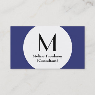 Blue Modern Circle Custom Monogram Business Cards